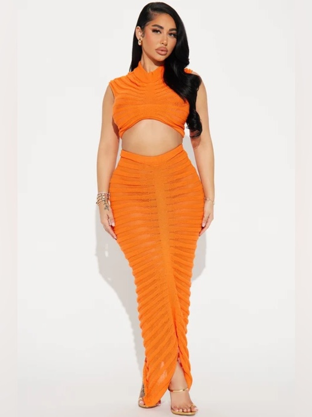 Fashion Nova Key West Sheer Maxi Skirt Set XS